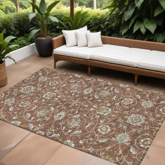 Brown Ivory And Gray Moroccan Washable Indoor Outdoor Area Rug Photo 1