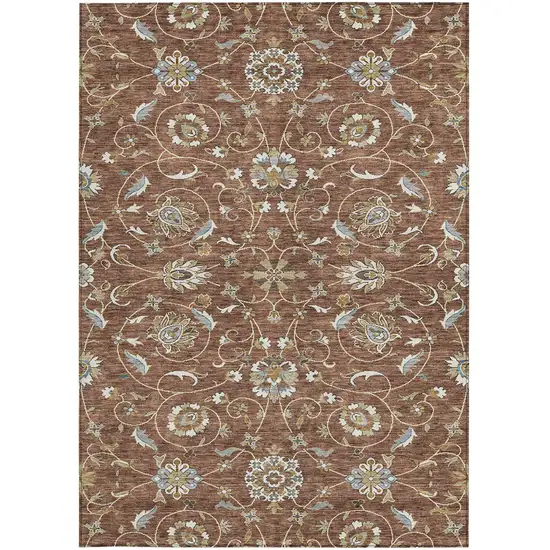 Brown Ivory And Gray Moroccan Washable Indoor Outdoor Area Rug Photo 6