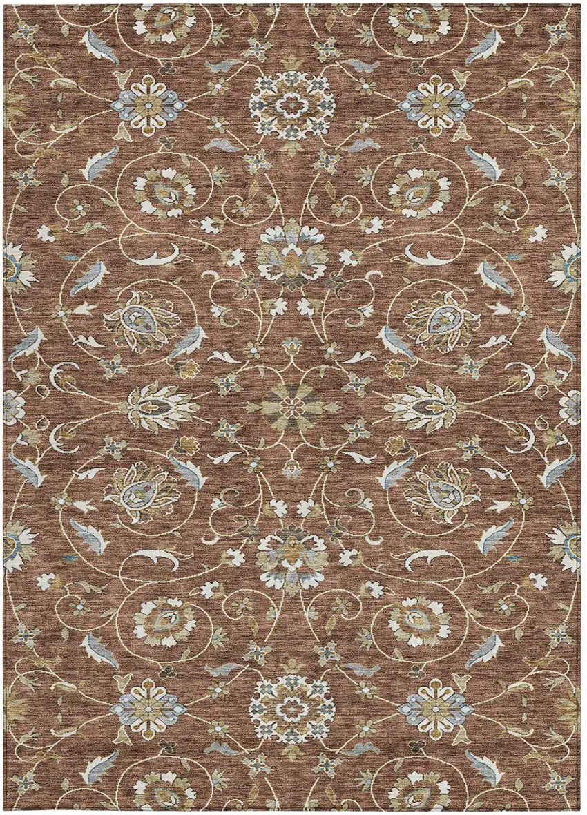 Brown Ivory And Gray Moroccan Washable Indoor Outdoor Area Rug Photo 6