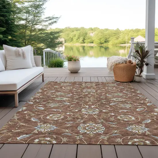 Brown Ivory And Gray Moroccan Washable Indoor Outdoor Area Rug Photo 7