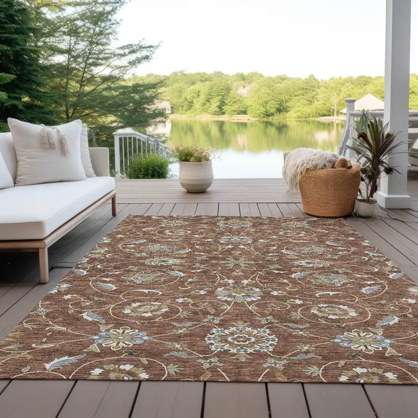 Brown Ivory And Gray Moroccan Washable Indoor Outdoor Area Rug Photo 7