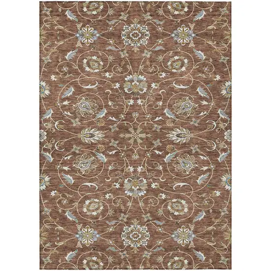Brown Ivory And Gray Moroccan Washable Indoor Outdoor Area Rug Photo 2