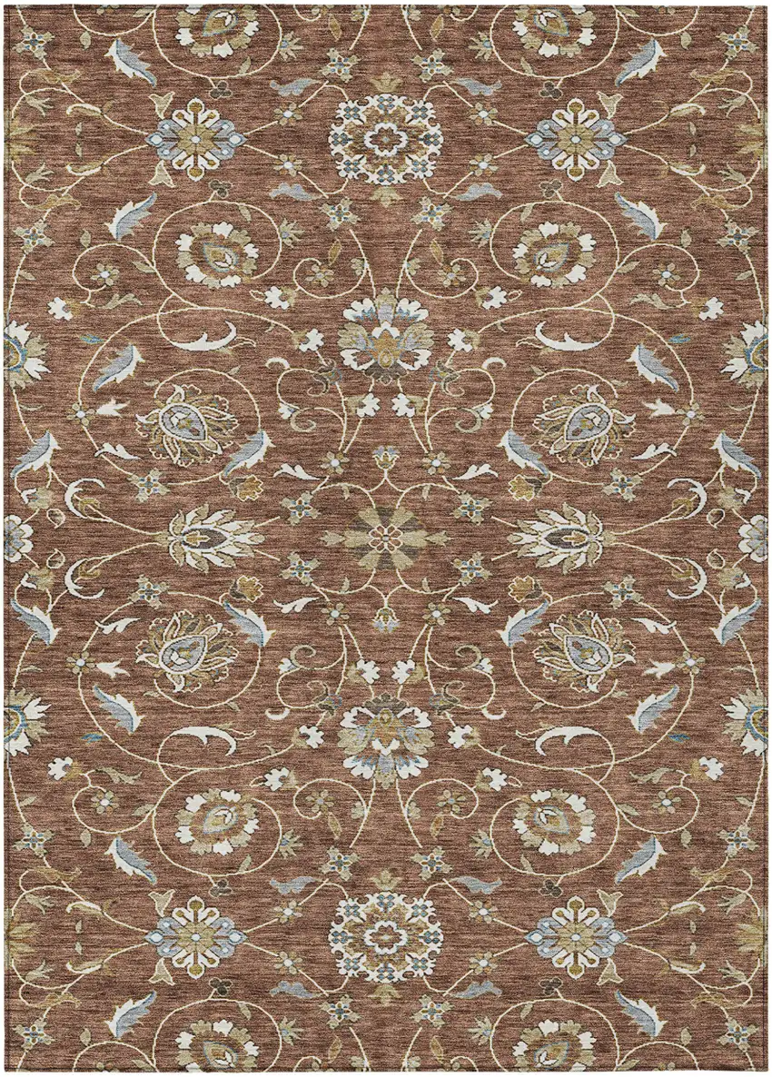 Brown Ivory And Gray Moroccan Washable Indoor Outdoor Area Rug Photo 2