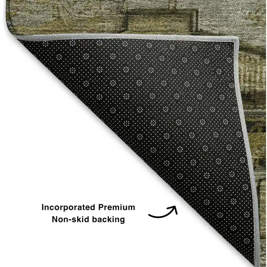 Brown Ivory And Gray Oriental Washable Area Rug With UV Protection Photo 6