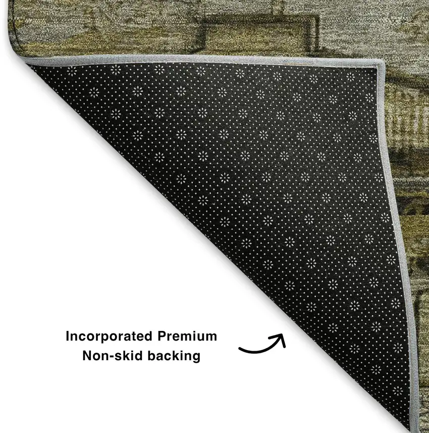 Brown Ivory And Gray Oriental Washable Area Rug With UV Protection Photo 6