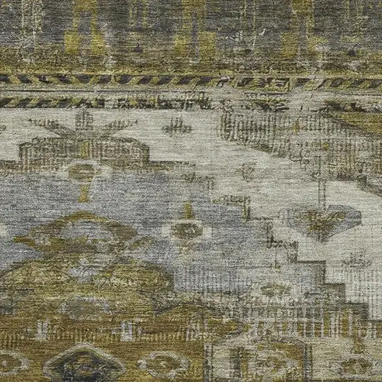 Brown Ivory And Gray Oriental Washable Area Rug With UV Protection Photo 2