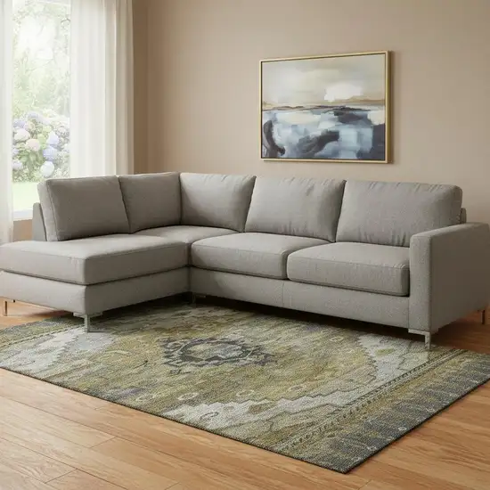 Brown Ivory And Gray Oriental Washable Area Rug With UV Protection Photo 2