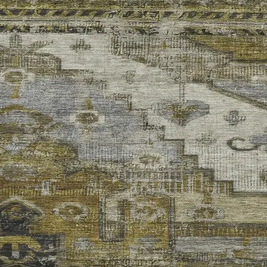 Brown Ivory And Gray Oriental Washable Area Rug With UV Protection Photo 2