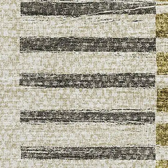 Brown Ivory And Gray Striped Washable Area Rug With UV Protection Photo 2