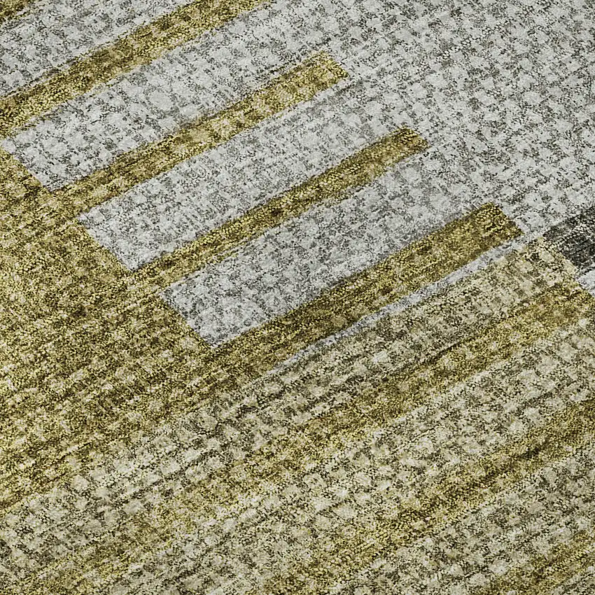 Brown Ivory And Gray Striped Washable Area Rug With UV Protection Photo 9