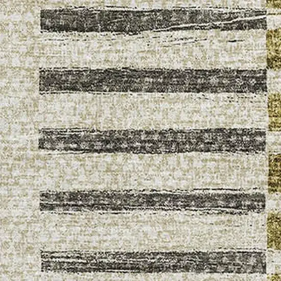 Brown Ivory And Gray Striped Washable Area Rug With UV Protection Photo 2