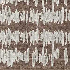 Photo of Brown Ivory And Gray Striped Washable Indoor Outdoor Area Rug