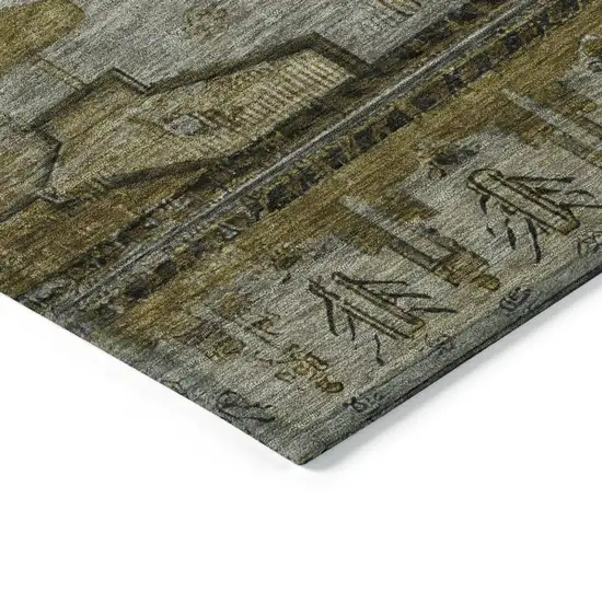 Brown Ivory And Gray Tribal Washable Indoor Outdoor Area Rug Photo 9