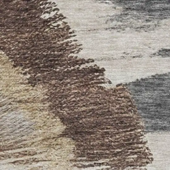Brown Ivory And Gray Woodland Lodge Washable Area Rug With UV Protection Photo 4