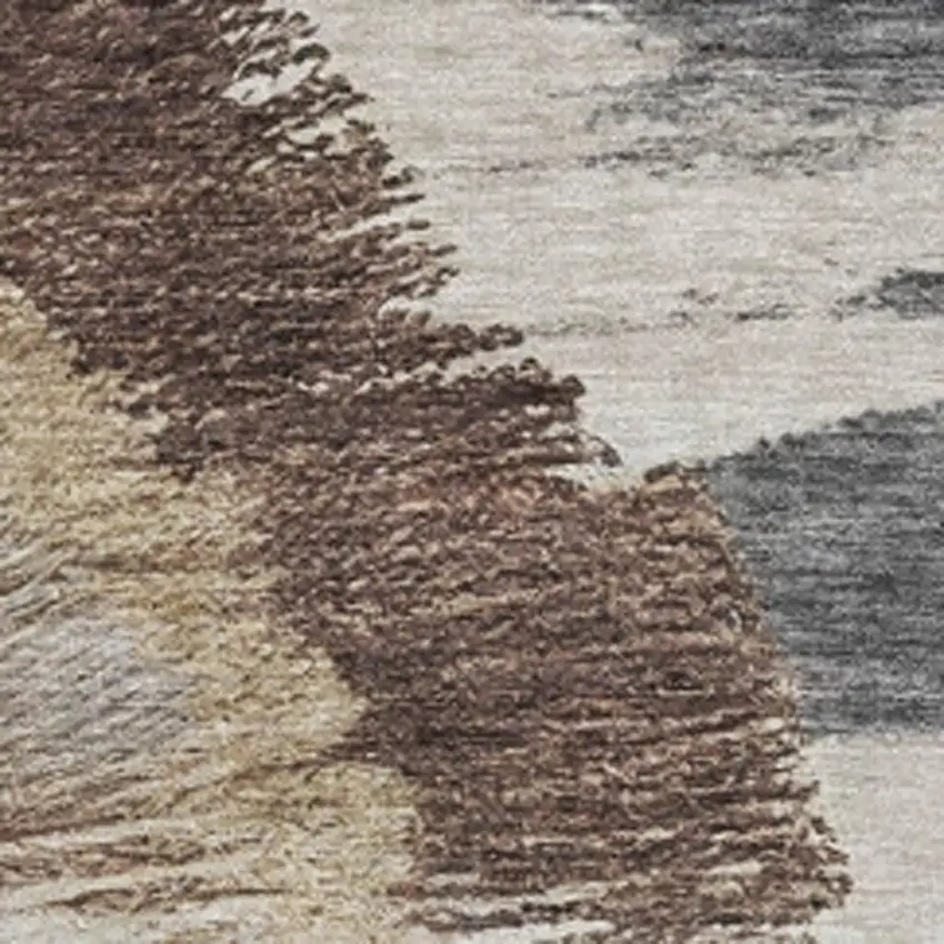 Brown Ivory And Gray Woodland Lodge Washable Area Rug With UV Protection Photo 4