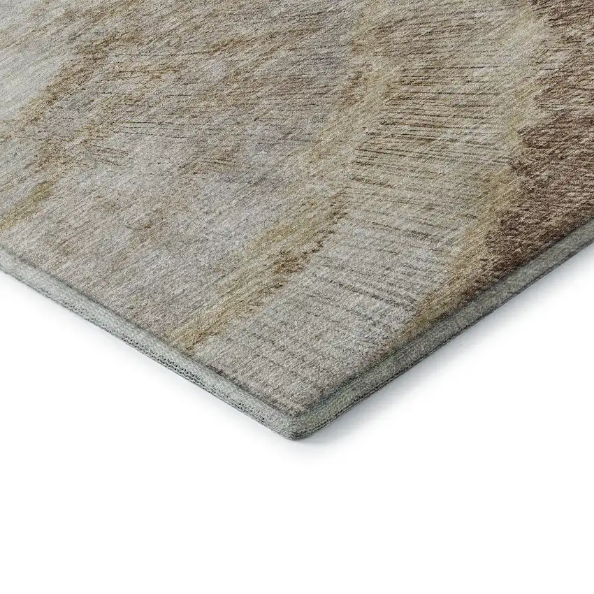 Brown Ivory And Gray Woodland Lodge Washable Area Rug With UV Protection Photo 8