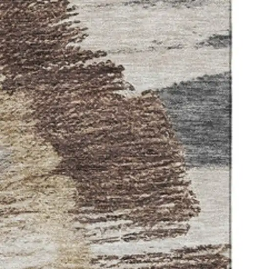 Brown Ivory And Gray Woodland Lodge Washable Area Rug With UV Protection Photo 4
