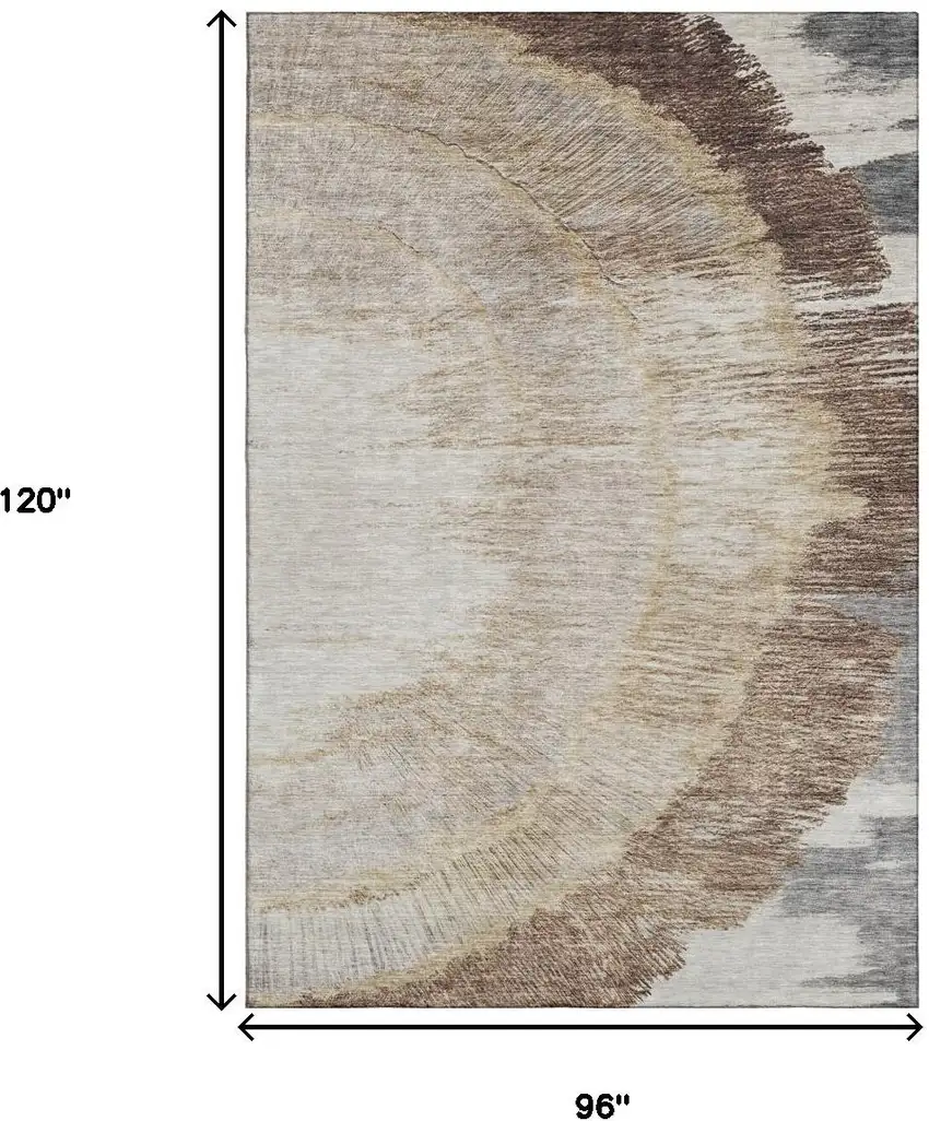Brown Ivory And Gray Woodland Lodge Washable Area Rug With UV Protection Photo 7