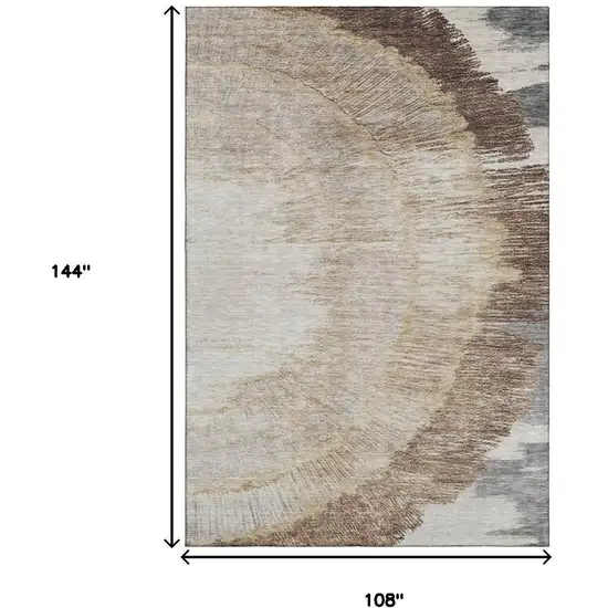 Brown Ivory And Gray Woodland Lodge Washable Area Rug With UV Protection Photo 3