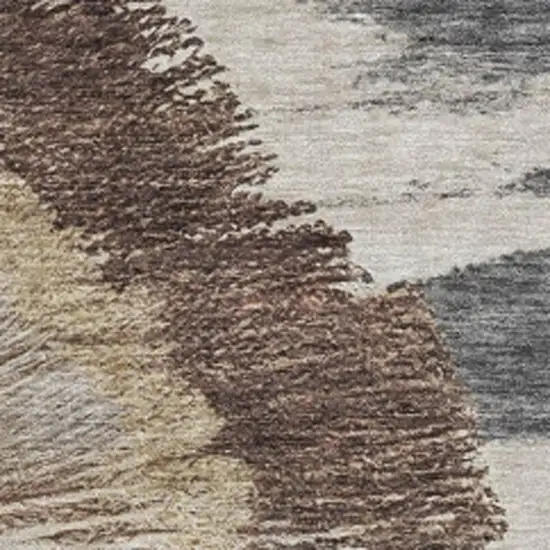 Brown Ivory And Gray Woodland Lodge Washable Area Rug With UV Protection Photo 3