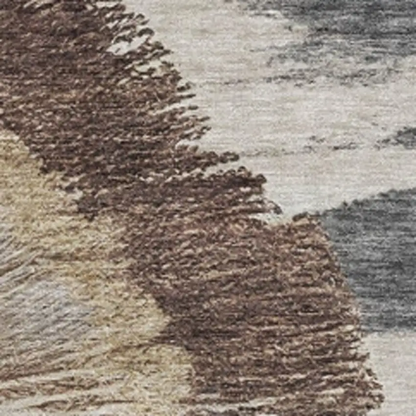 Brown Ivory And Gray Woodland Lodge Washable Area Rug With UV Protection Photo 3
