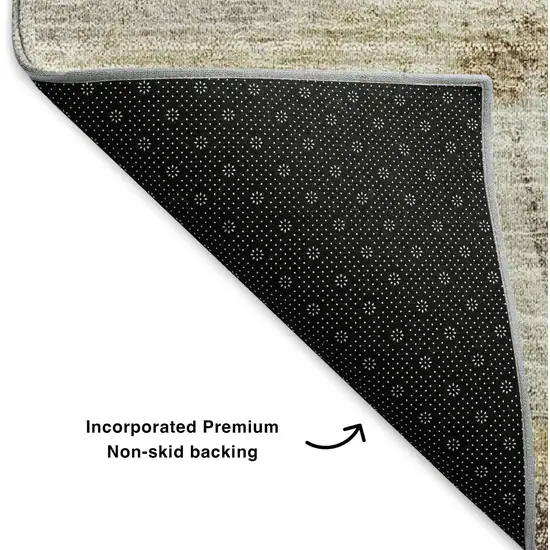 Brown Ivory And Gray Woodland Lodge Washable Area Rug With UV Protection Photo 7