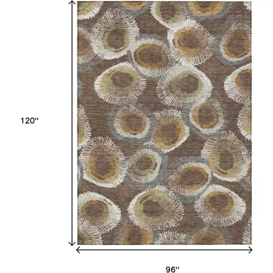 Brown Ivory And Green Geometric Washable Indoor Outdoor Area Rug Photo 3