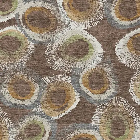 Brown Ivory And Green Geometric Washable Indoor Outdoor Area Rug Photo 6