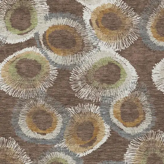 Brown Ivory And Green Geometric Washable Indoor Outdoor Area Rug Photo 8