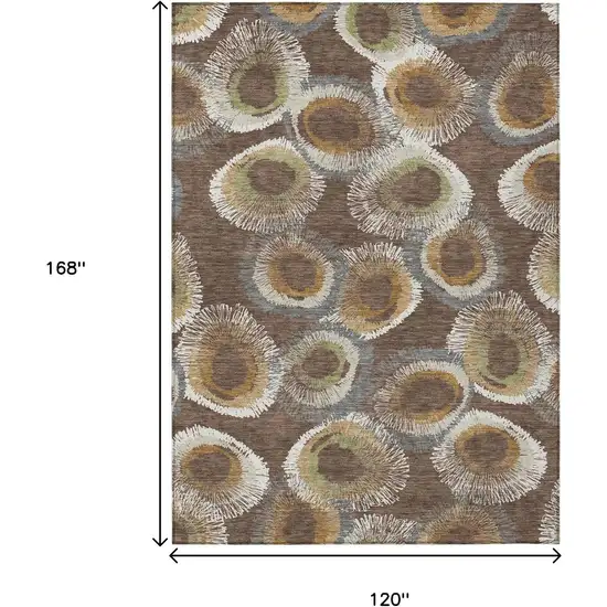 Brown Ivory And Green Geometric Washable Indoor Outdoor Area Rug Photo 3