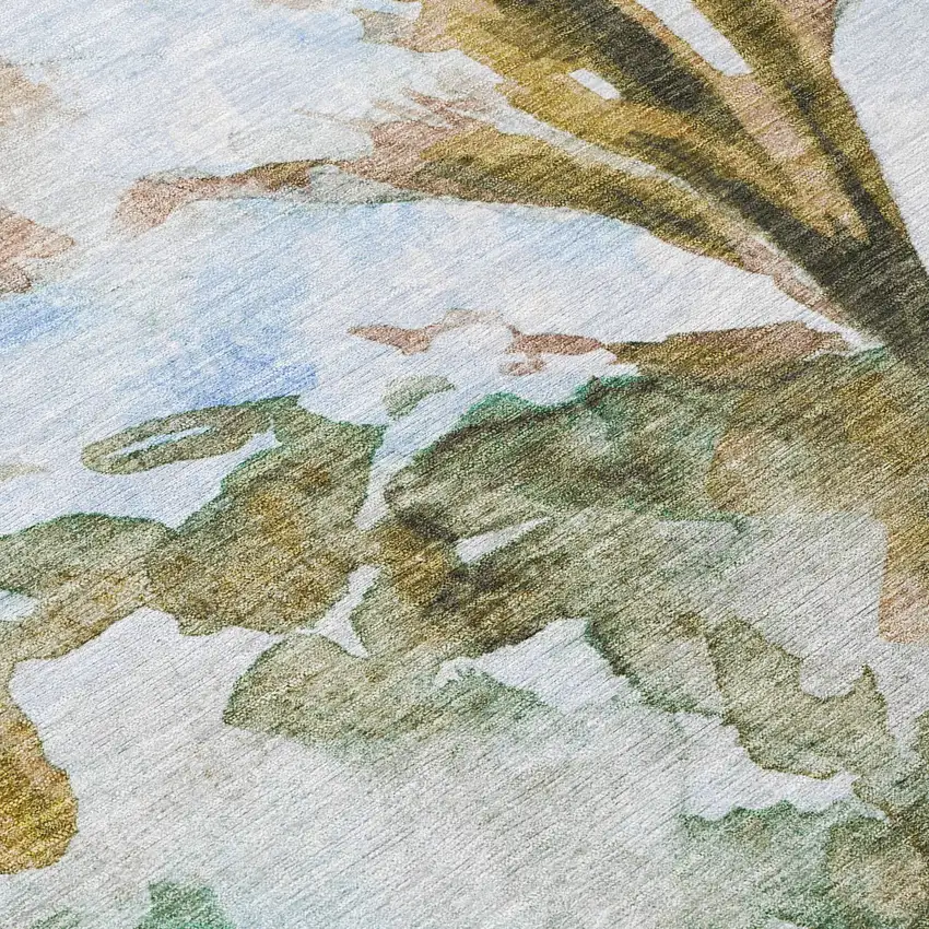 Brown Ivory And Green Owl Washable Indoor Outdoor Area Rug Photo 7