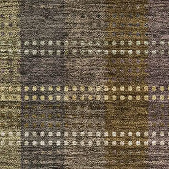 Brown Ivory And Plum Plaid Washable Area Rug With UV Protection Photo 2