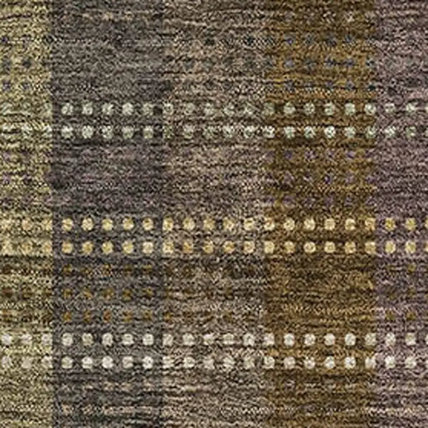 Brown Ivory And Plum Plaid Washable Area Rug With UV Protection Photo 2