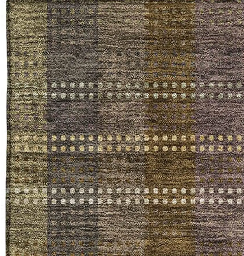 Brown Ivory And Plum Plaid Washable Area Rug With UV Protection Photo 3