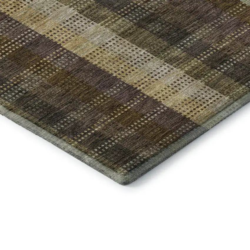 Brown Ivory And Plum Plaid Washable Area Rug With UV Protection Photo 7