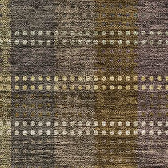 Brown Ivory And Plum Plaid Washable Area Rug With UV Protection Photo 2