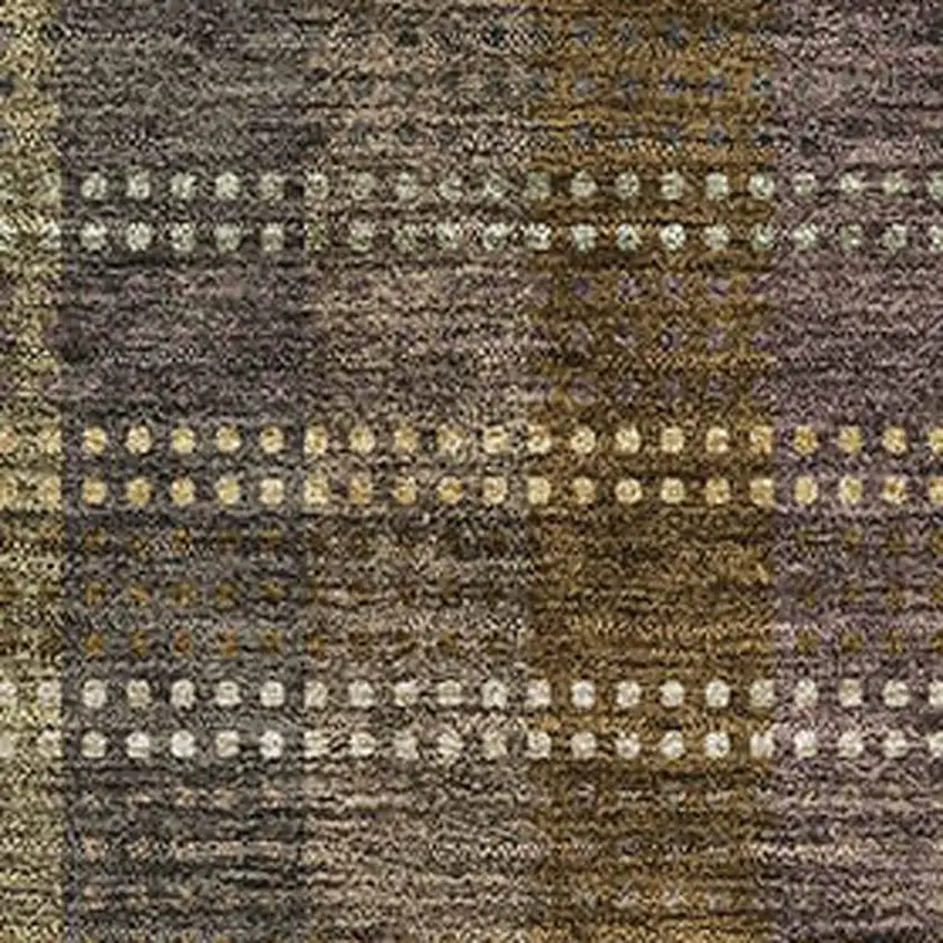 Brown Ivory And Plum Plaid Washable Area Rug With UV Protection Photo 2