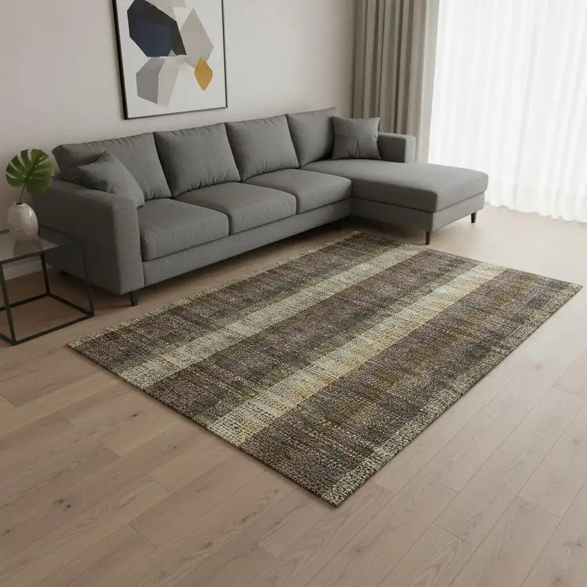 Brown Ivory And Plum Plaid Washable Area Rug With UV Protection Photo 2