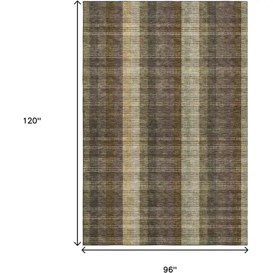 Brown Ivory And Plum Plaid Washable Area Rug With UV Protection Photo 8