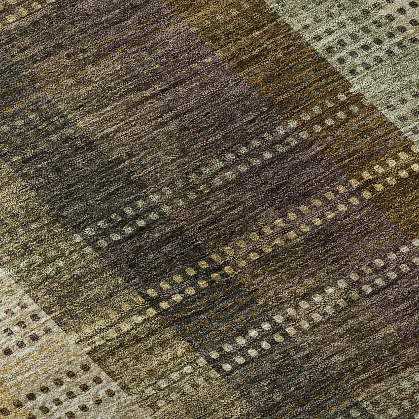 Brown Ivory And Plum Plaid Washable Area Rug With UV Protection Photo 8