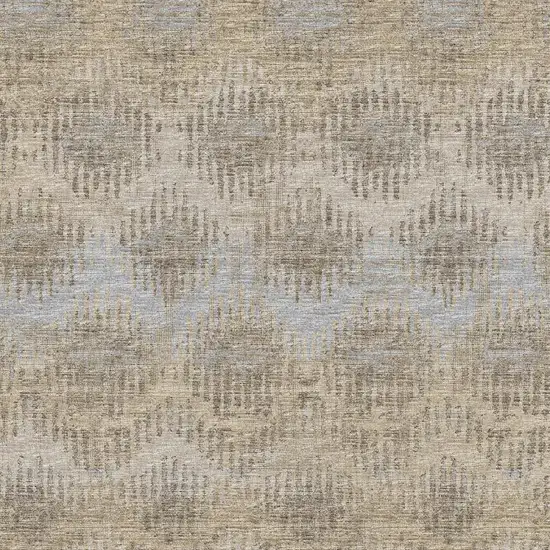 Brown Ivory And Sky Blue Abstract Washable Area Rug With UV Protection Photo 5