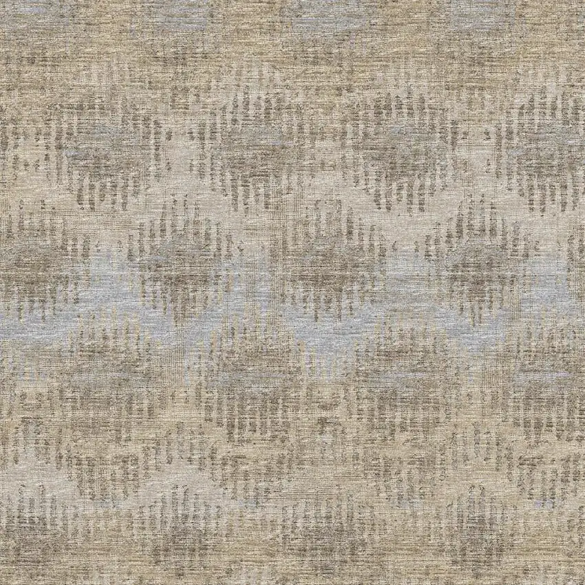 Brown Ivory And Sky Blue Abstract Washable Area Rug With UV Protection Photo 5