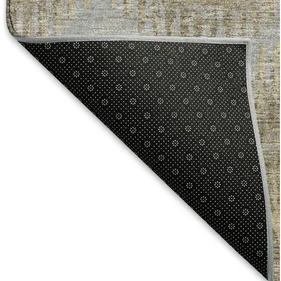 Brown Ivory And Sky Blue Abstract Washable Area Rug With UV Protection Photo 8