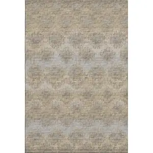 Photo of Brown Ivory And Sky Blue Abstract Washable Area Rug With UV Protection