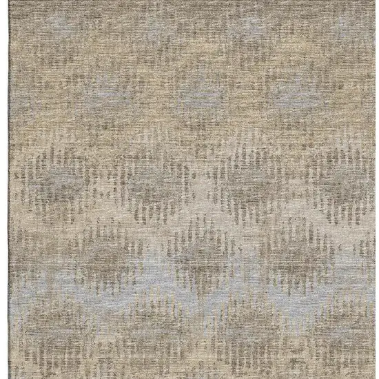 Brown Ivory And Sky Blue Abstract Washable Area Rug With UV Protection Photo 5