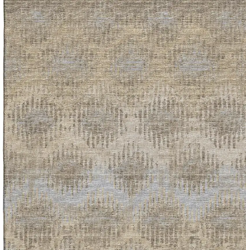 Brown Ivory And Sky Blue Abstract Washable Area Rug With UV Protection Photo 5