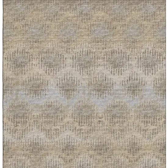 Brown Ivory And Sky Blue Abstract Washable Area Rug With UV Protection Photo 5