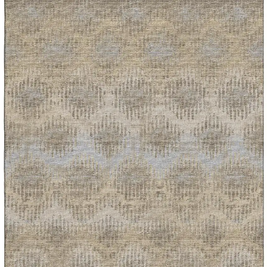 Brown Ivory And Sky Blue Abstract Washable Area Rug With UV Protection Photo 5