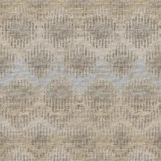 Brown Ivory And Sky Blue Abstract Washable Area Rug With UV Protection Photo 4