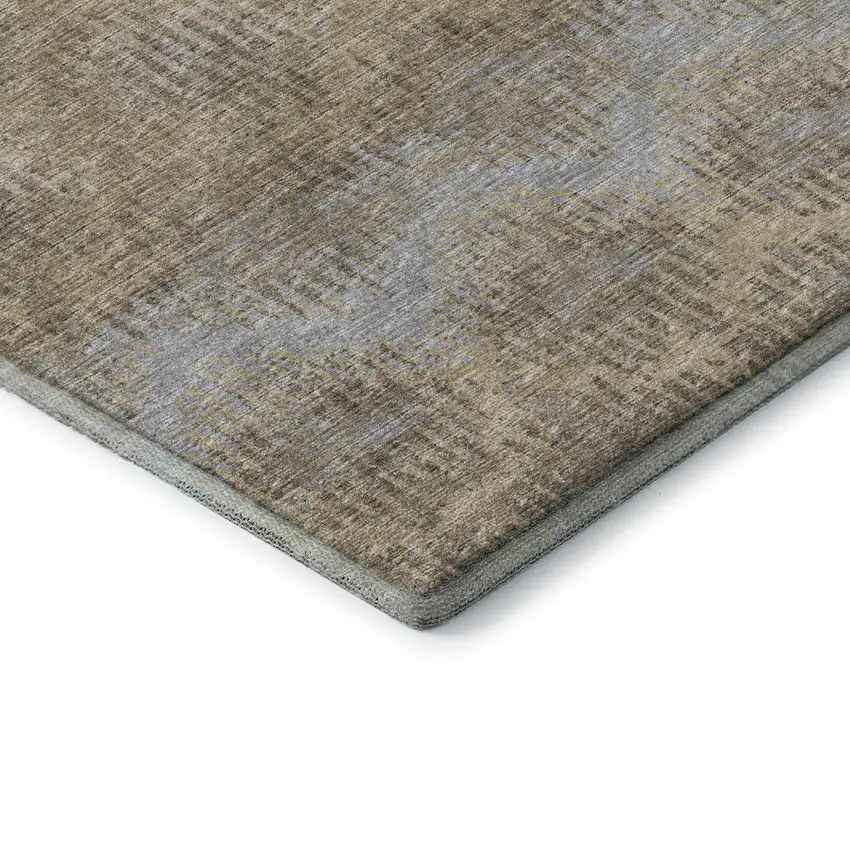 Brown Ivory And Sky Blue Abstract Washable Area Rug With UV Protection Photo 9
